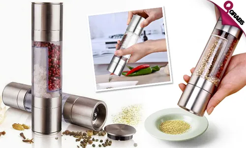 2-in-1 Stainless Steel Salt & Pepper Grinder!